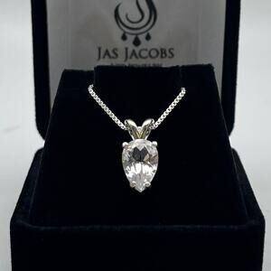 Beautiful 2.25ct Pear Cut White Sapphire Necklace Solitaire